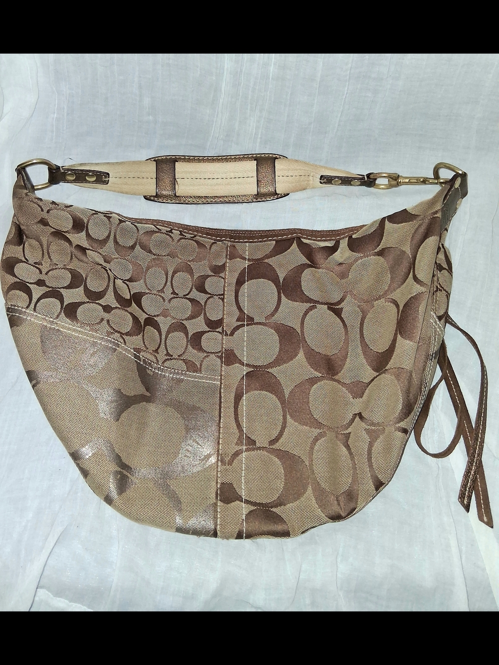 Coach Two-Tone Brown Signature Patchwork Shoulder Bag - Picture 4 of 6